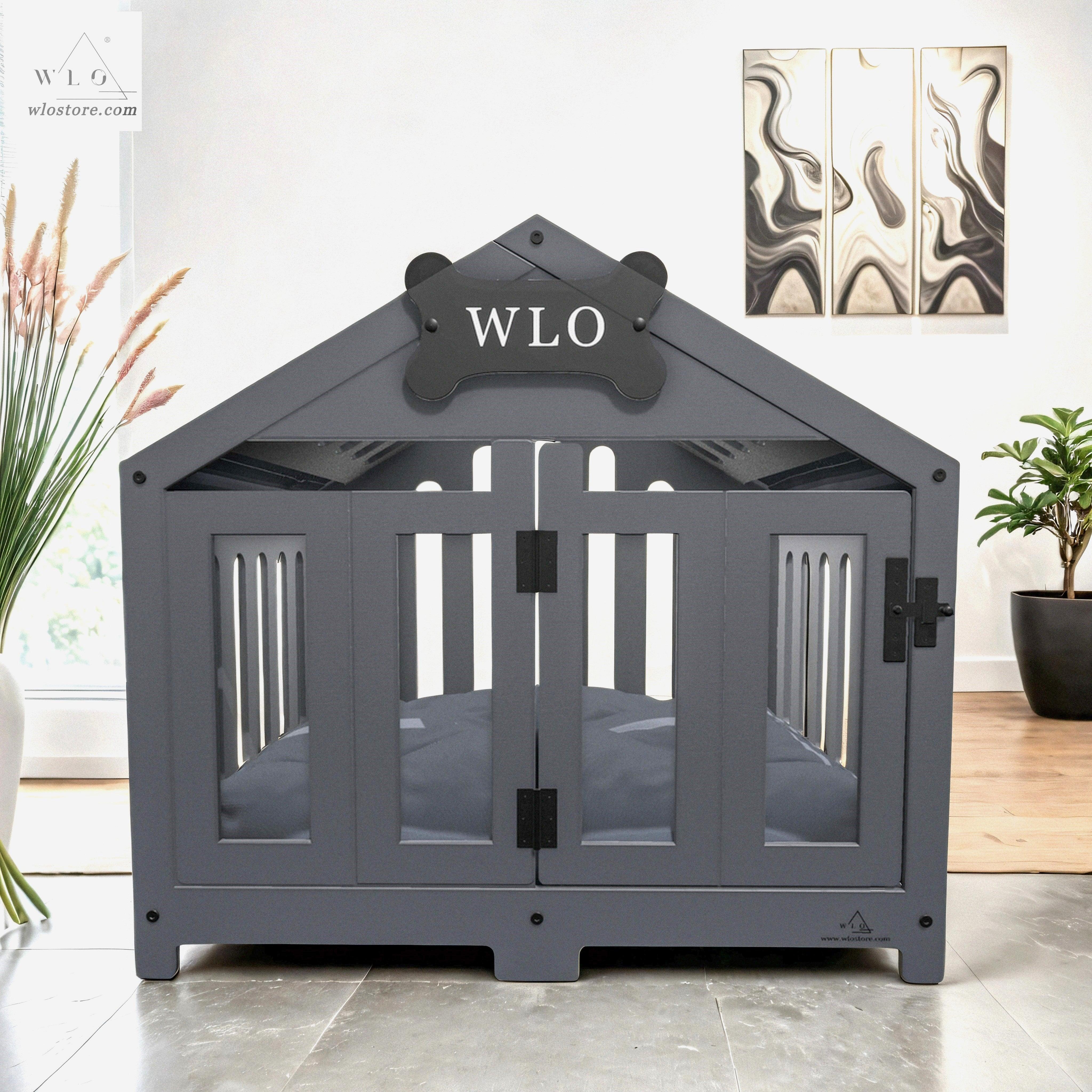 WLO® Gray Gabled Modern Dog Crate - WLO Store product image