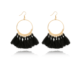 Big Round Hand Woven Drop Tassel Earrings In Multiple Color Choices