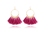 Big Round Hand Woven Drop Tassel Earrings In Multiple Color Choices