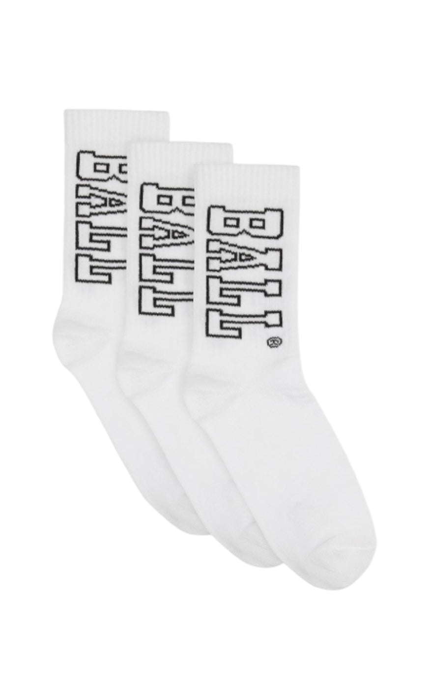 Billede af BALL Original - 3 Pack Strømper - White/Black Logo