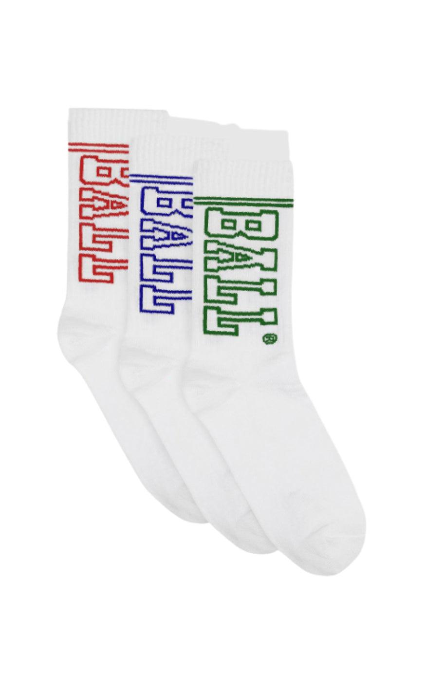 Billede af BALL Original - 3 Pack Strømper - White/Multi Logo