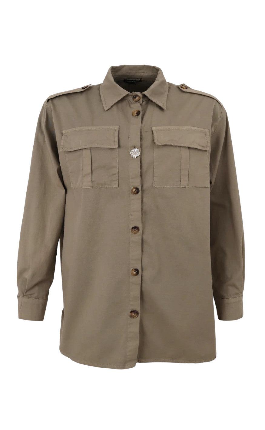 Black Colour Jakke - Canvas Oversize - Khaki