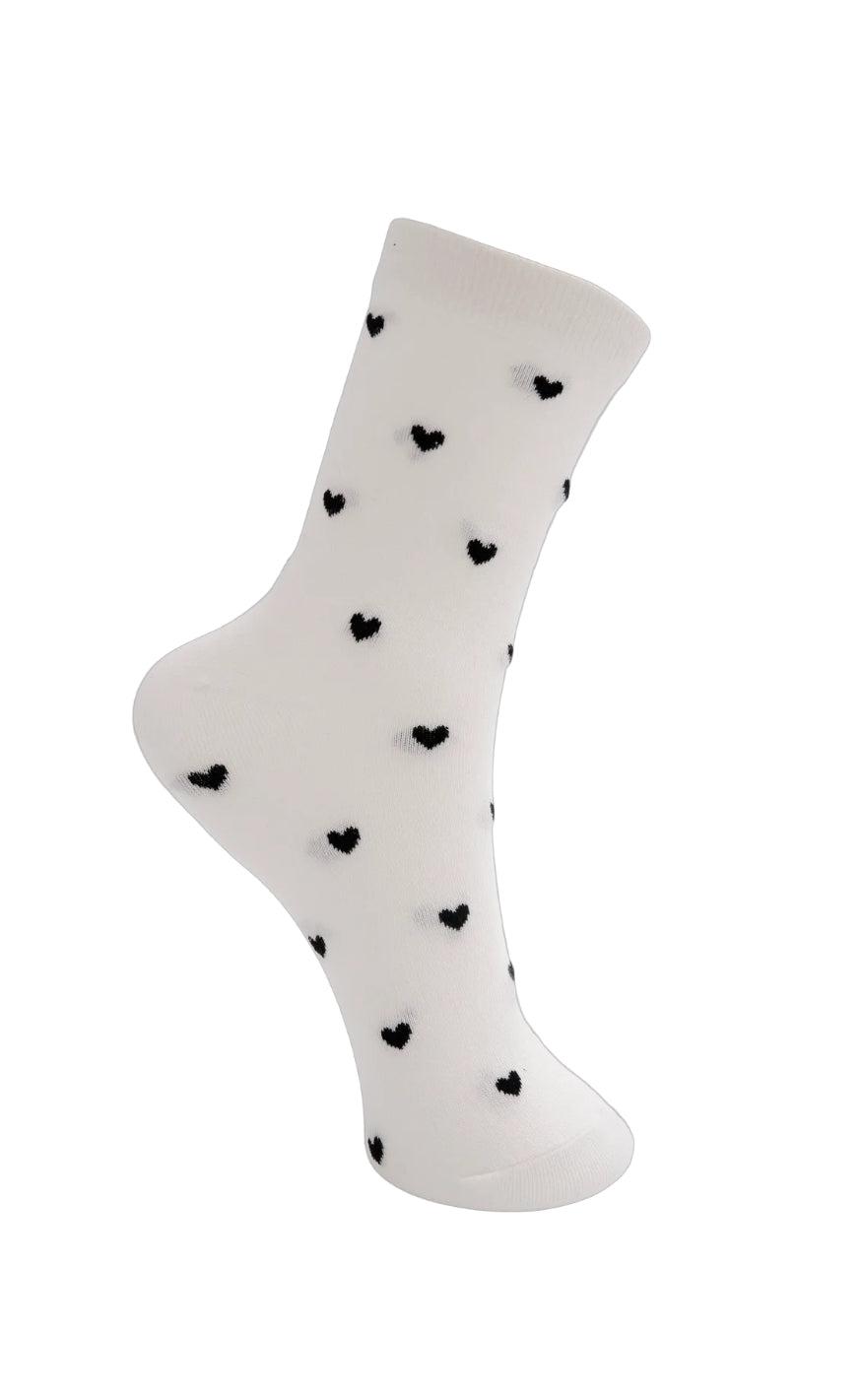 Billede af Black Colour Strømper - Love - White w. Black