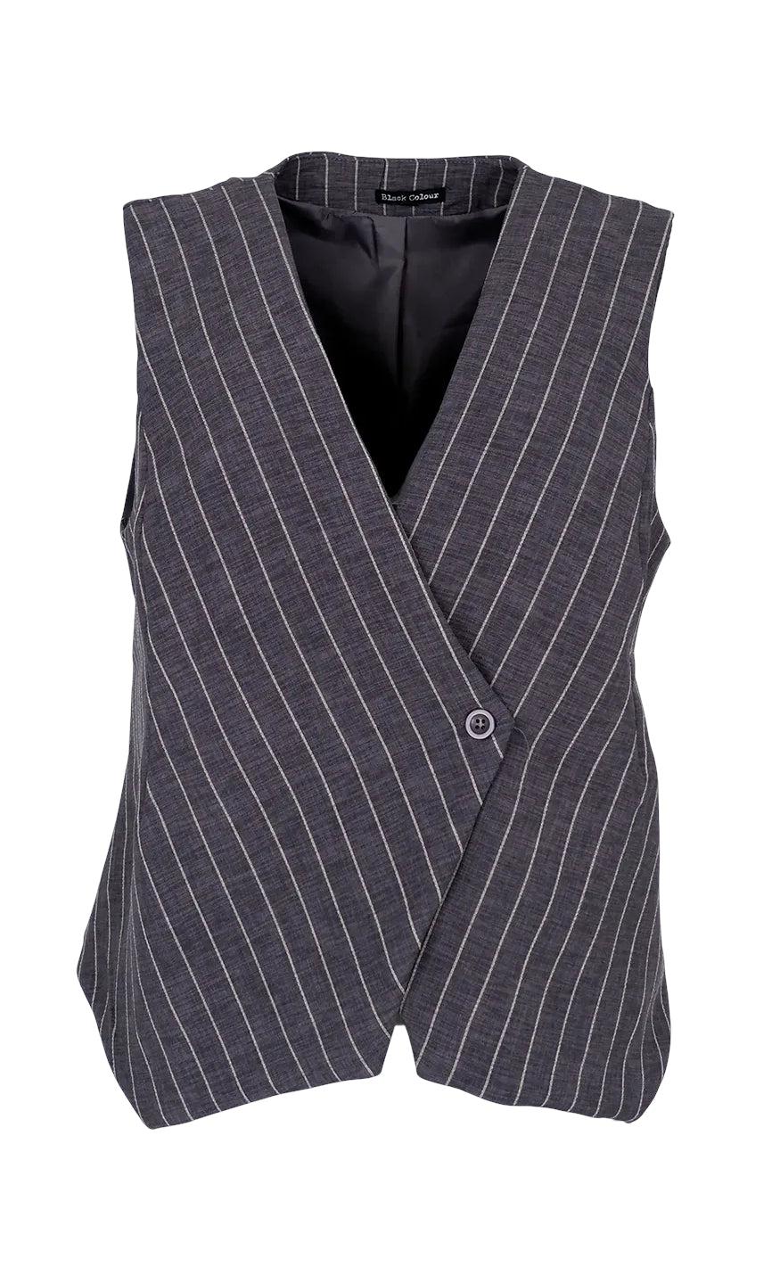 Se Black Colour Vest - Chicago - Grey Stripe hos Fashionbystrand