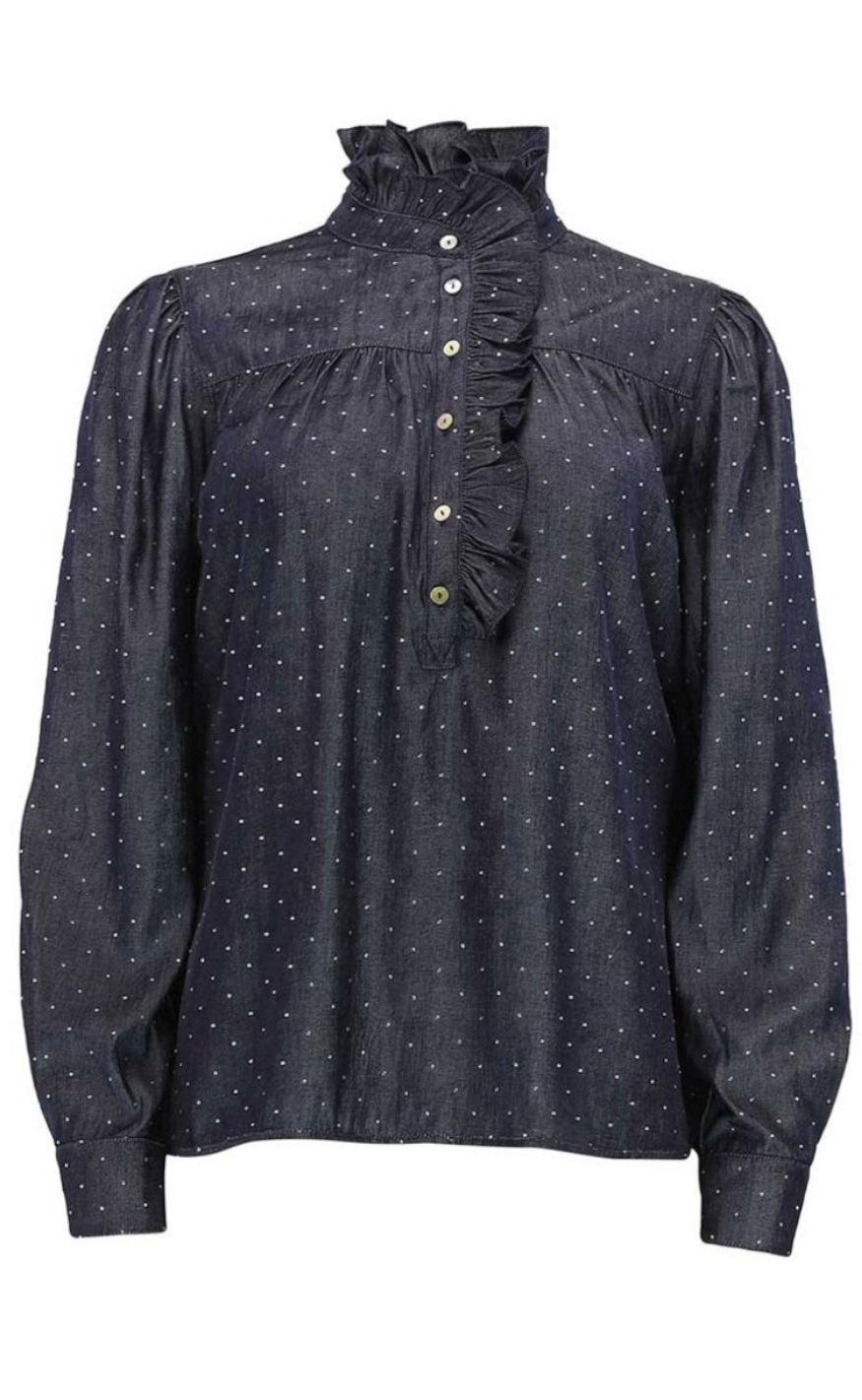 Billede af Continue Bluse - Ariana Studs - Dark blue