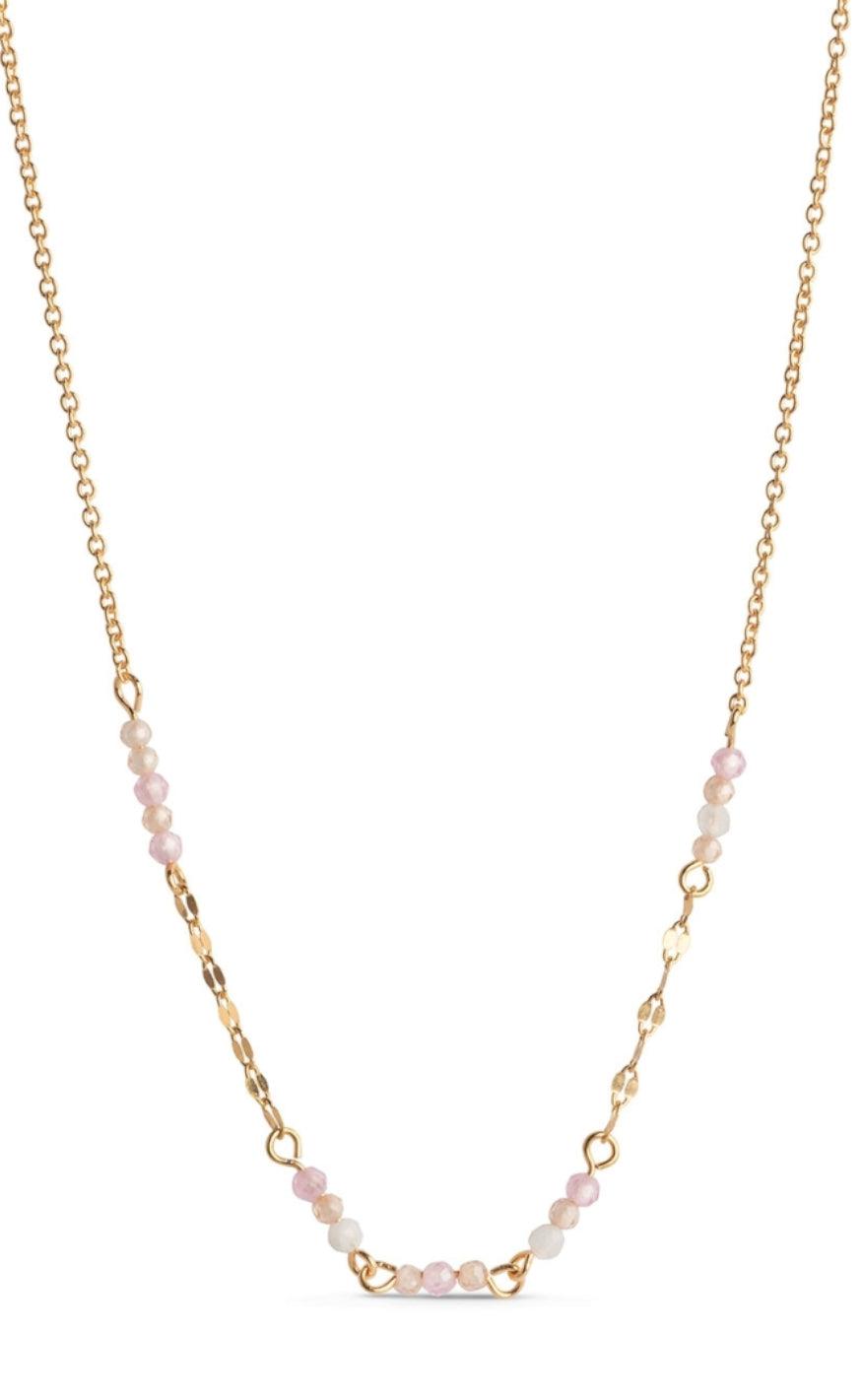 Se ENAMEL Copenhagen Halskæde - Claire - Moonstone/Rose Pink/Light Champagne hos Fashionbystrand