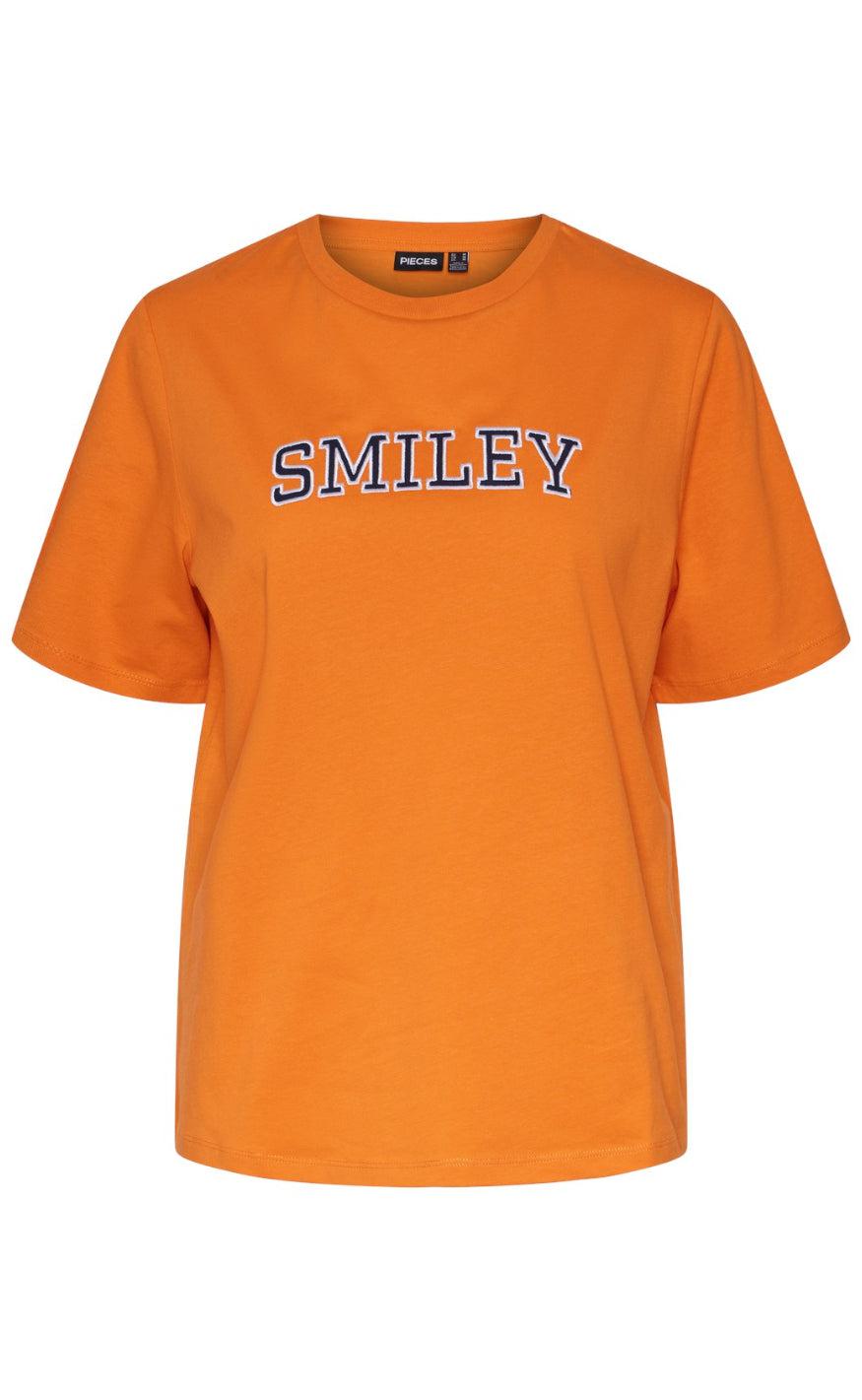 Se PIECES T-Shirt - Molly - Persimmon Orange hos Fashionbystrand