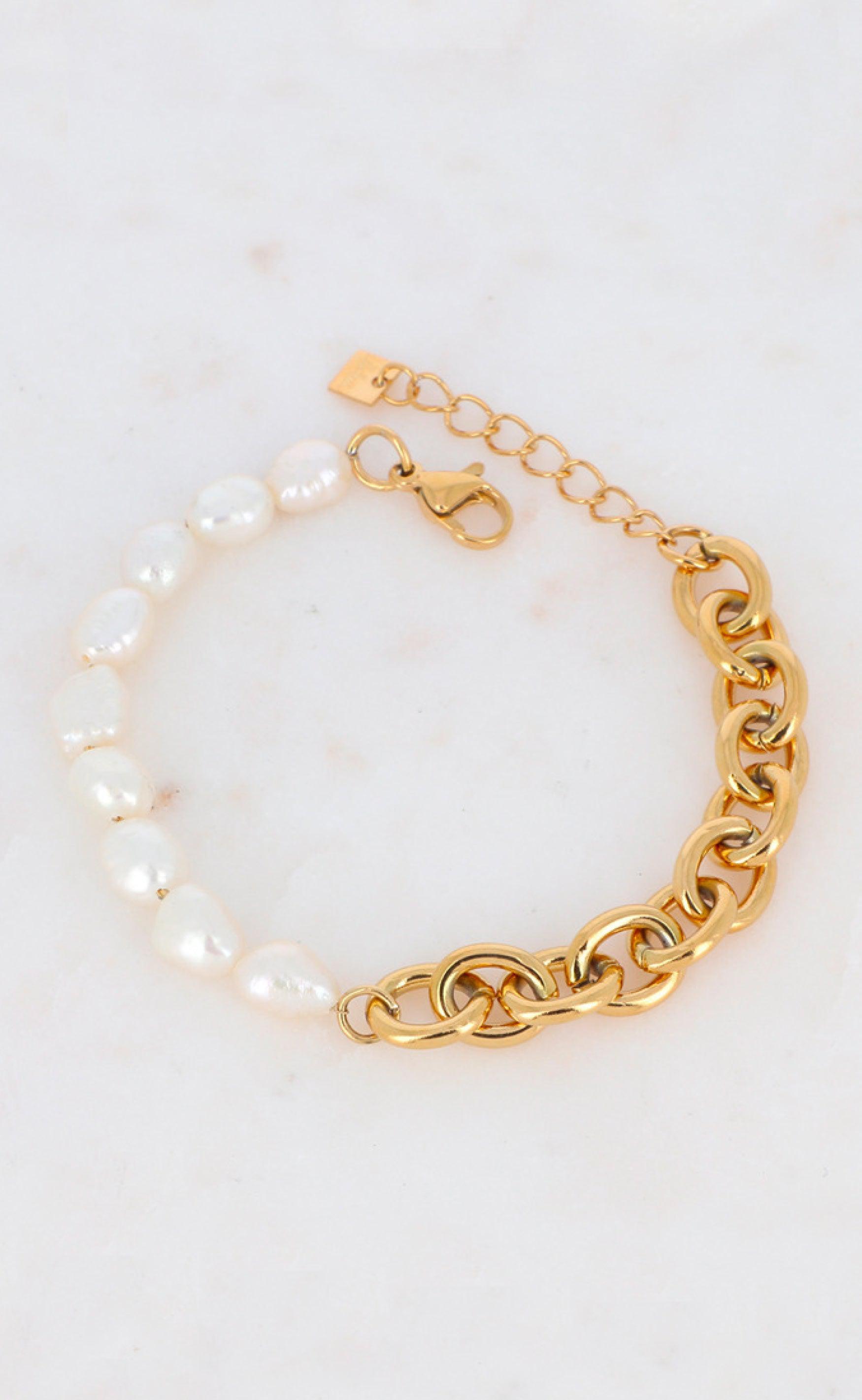 Billede af Smykkeli Copenhagen Armbånd - Paris - Gold Colour w. Freshwater Pearls
