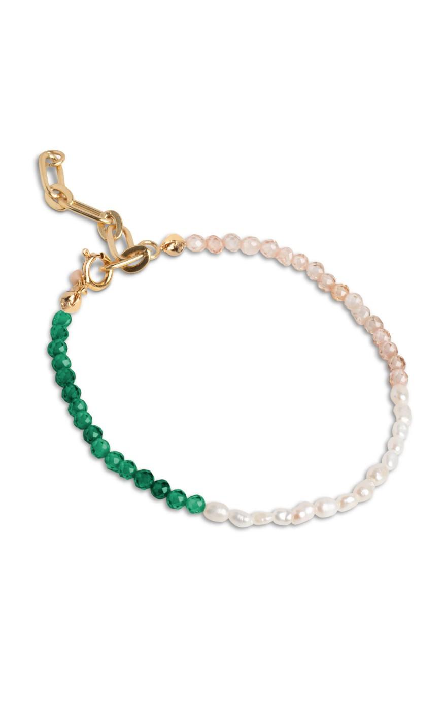 ENAMEL Copenhagen Armbånd - Gabriella - Green, Peach And Pearl