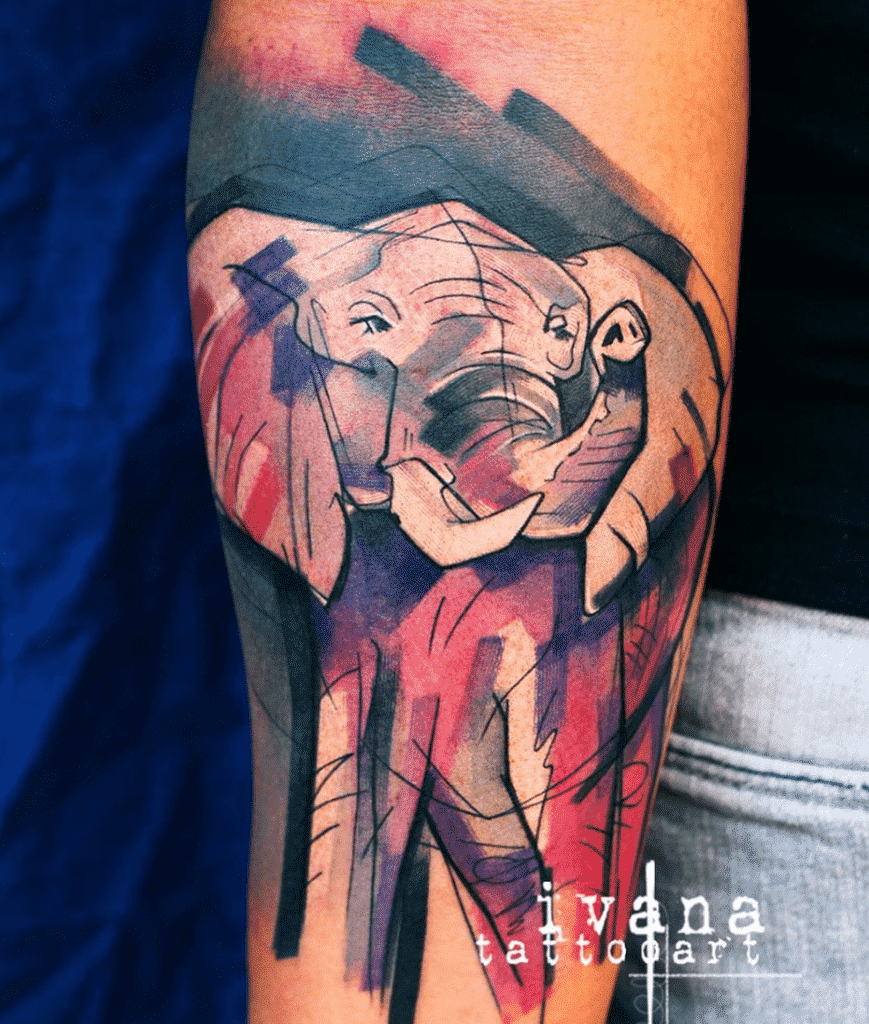 Ivana Belakova - Elephant Watercolor Tattoo