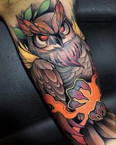 Neo Style Tattoo of a Owl