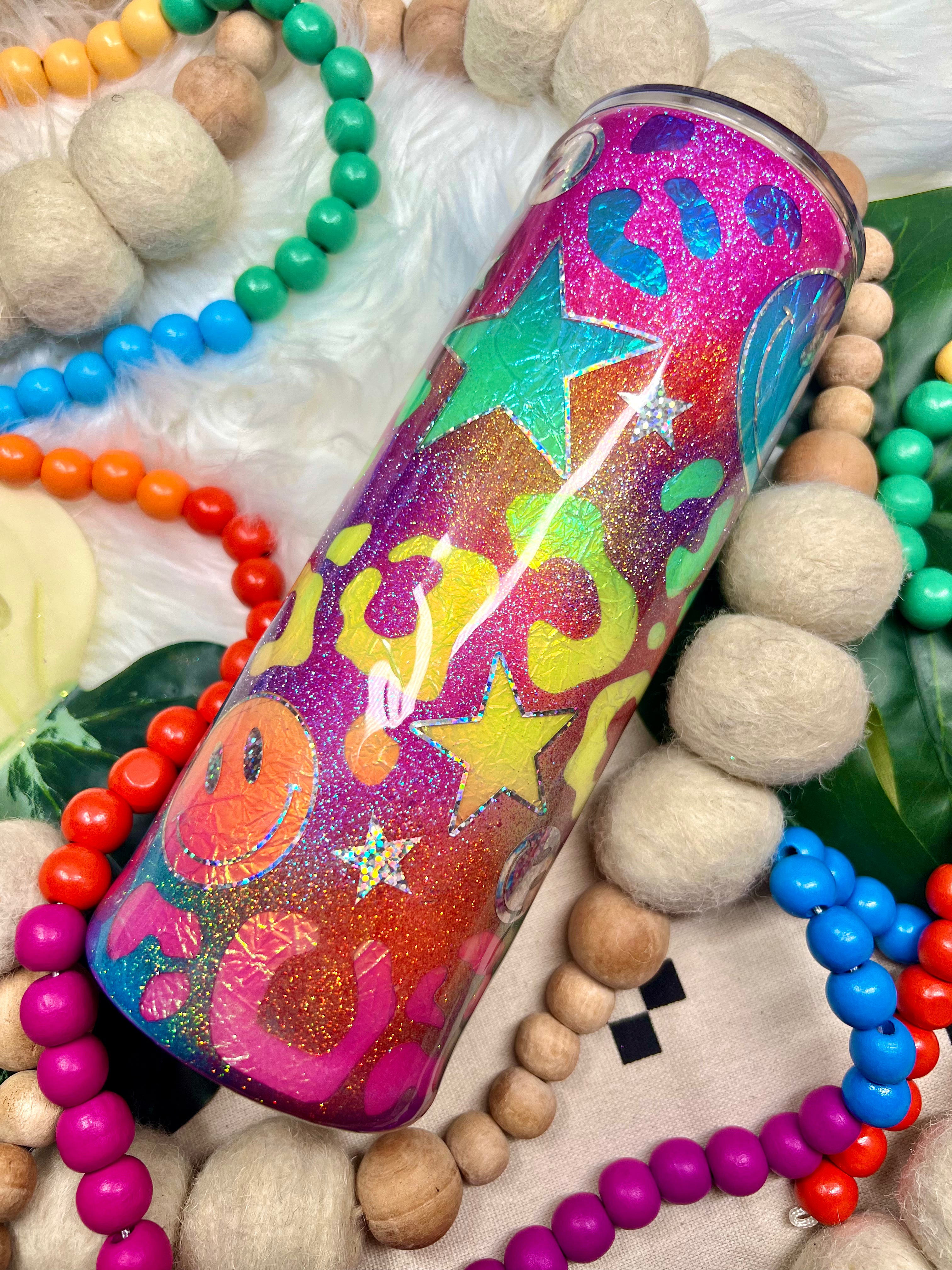 Smiley Face Rainbow x Leopard Tumbler
