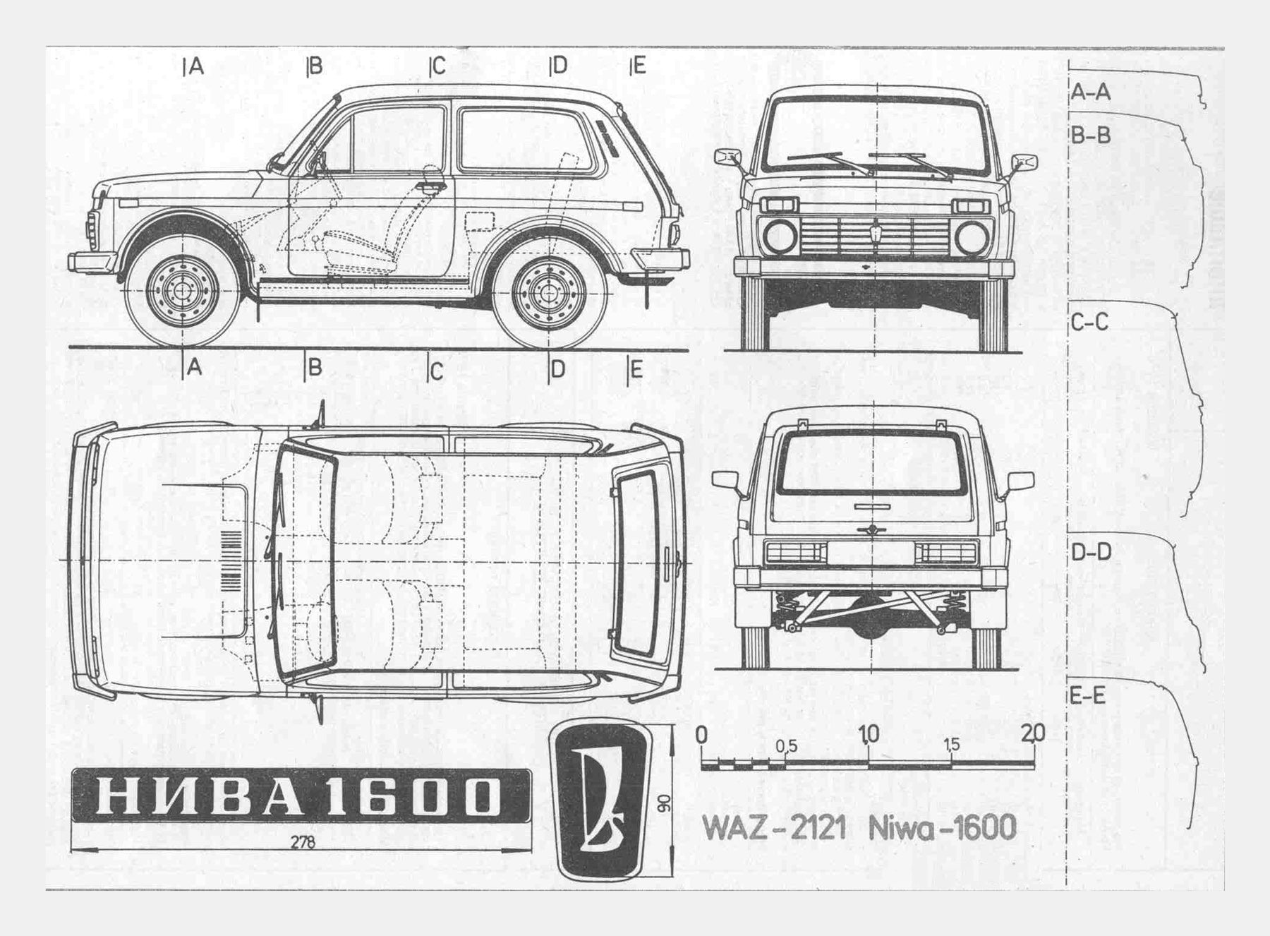 Line drawing of the iconic Lada Niva