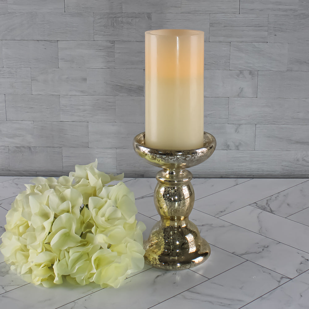 Richland Ribbed Unique Mercury Glass Pillar Candle Holder Set of 3