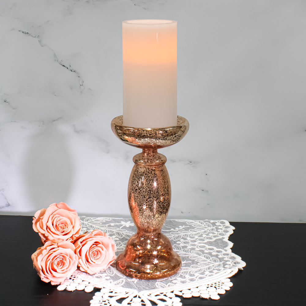 Eastland Unique Mercury Glass Pillar Candle Holder Set of 3 - Quick Candles