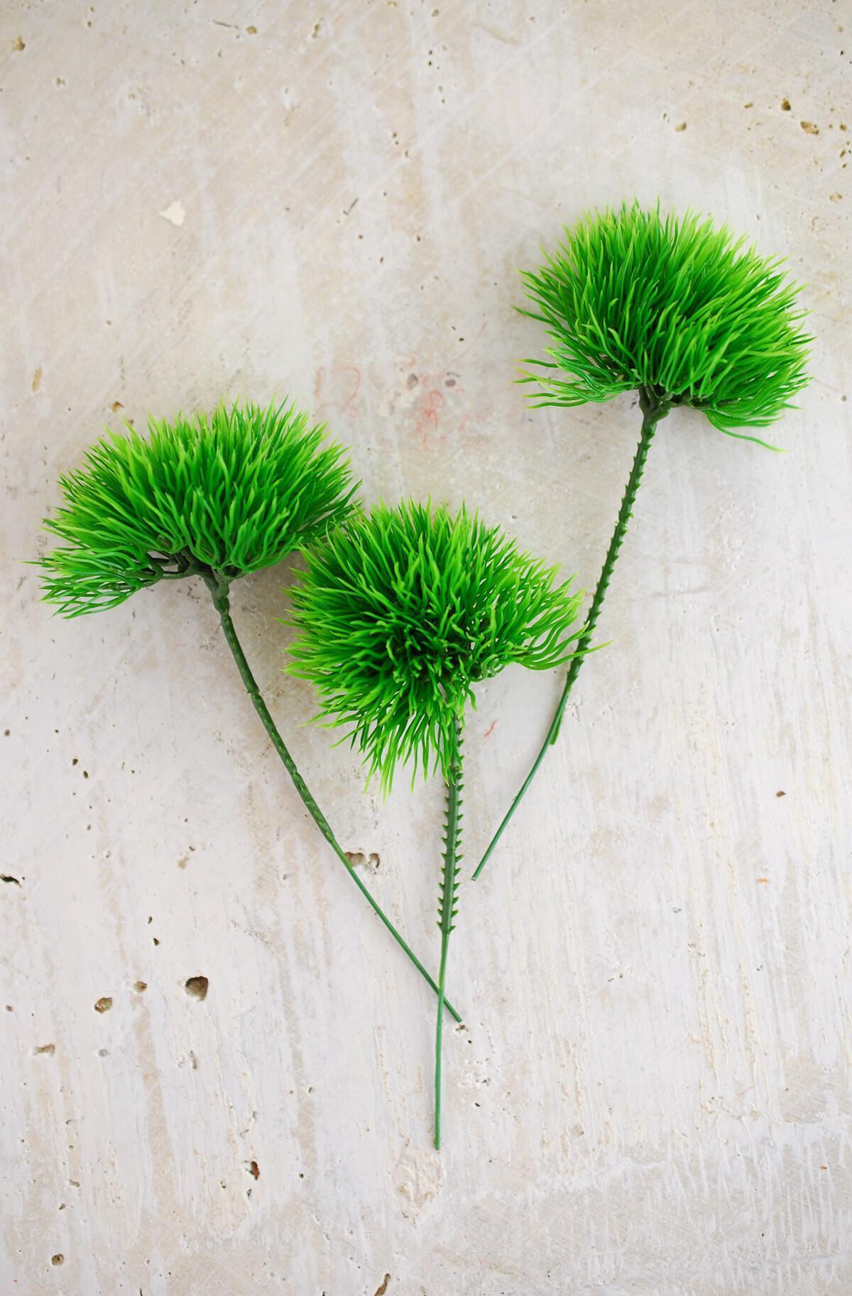 Faux Green Allium Grass Balls 2.5in (Set of 4)