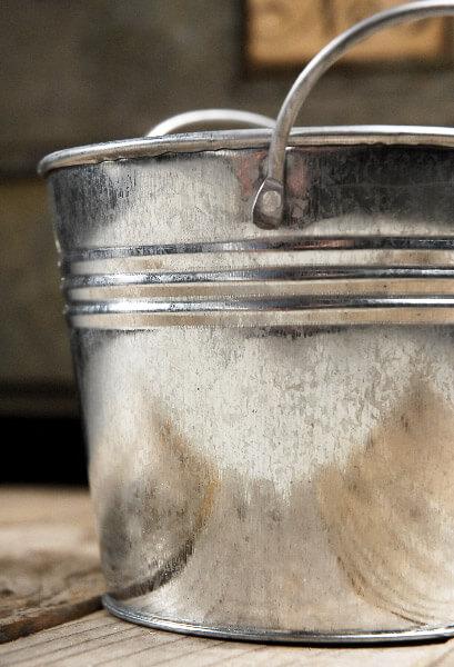 Tiny White Metal Bucket 3.5x4 with Handle