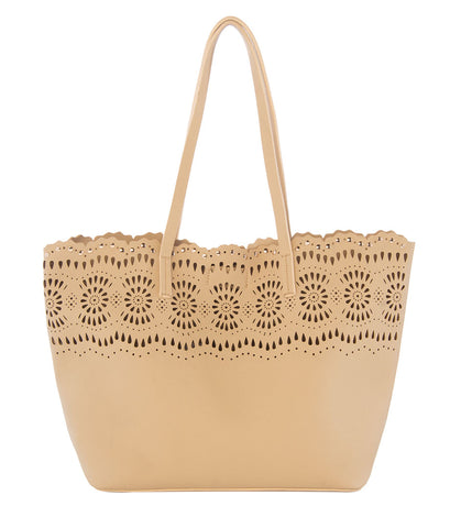 cut out tote bag in taupe