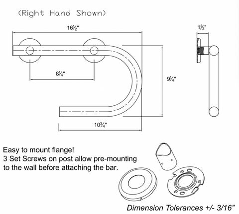 Weight-Bearing 16.5 Designer Toilet Paper Holder Grab Bar –