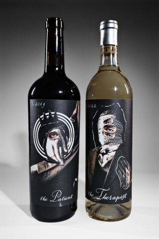 The Therapist and The Patient wine bottles