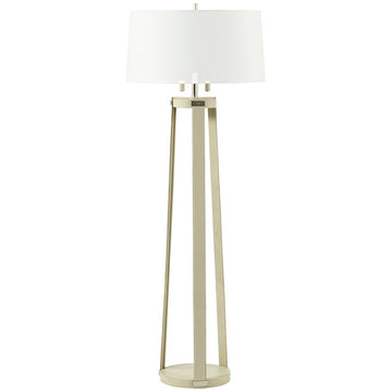 Metal shade features hand-wrapped leather accented with brass rivets and an antique  brass finished