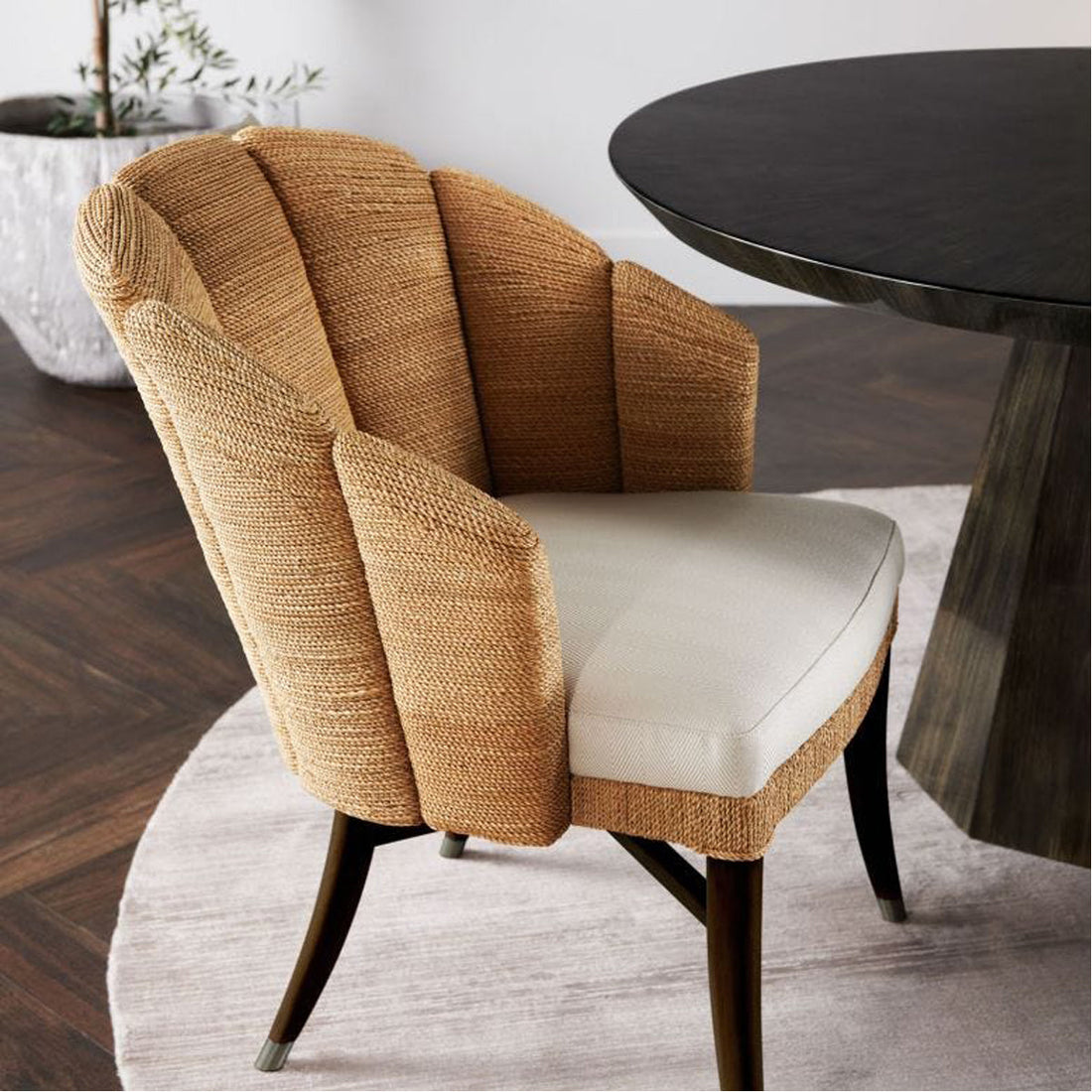 Made Goods Vivaan Shell Upholstered Dining Chair, Mondego Cotton Jute