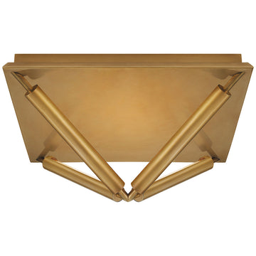 Chapman & Myers Kean 14 Flush Mount in Hand-Rubbed Antique Brass with  Clear Glass Rods and Frosted Glass Diffuser