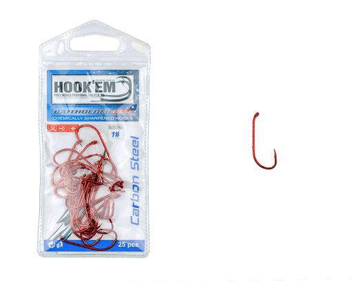 Hook'Em Fishing Long Shank Baitholder Hook Red — Bait Master Fishing and  Tackle