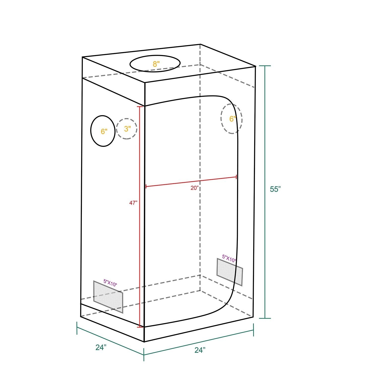 EC Grow グロウテント グロウボックス 室内栽培 水耕栽培キット 水耕栽培 温室ハウス 120×120×200cm 大容量 - 5