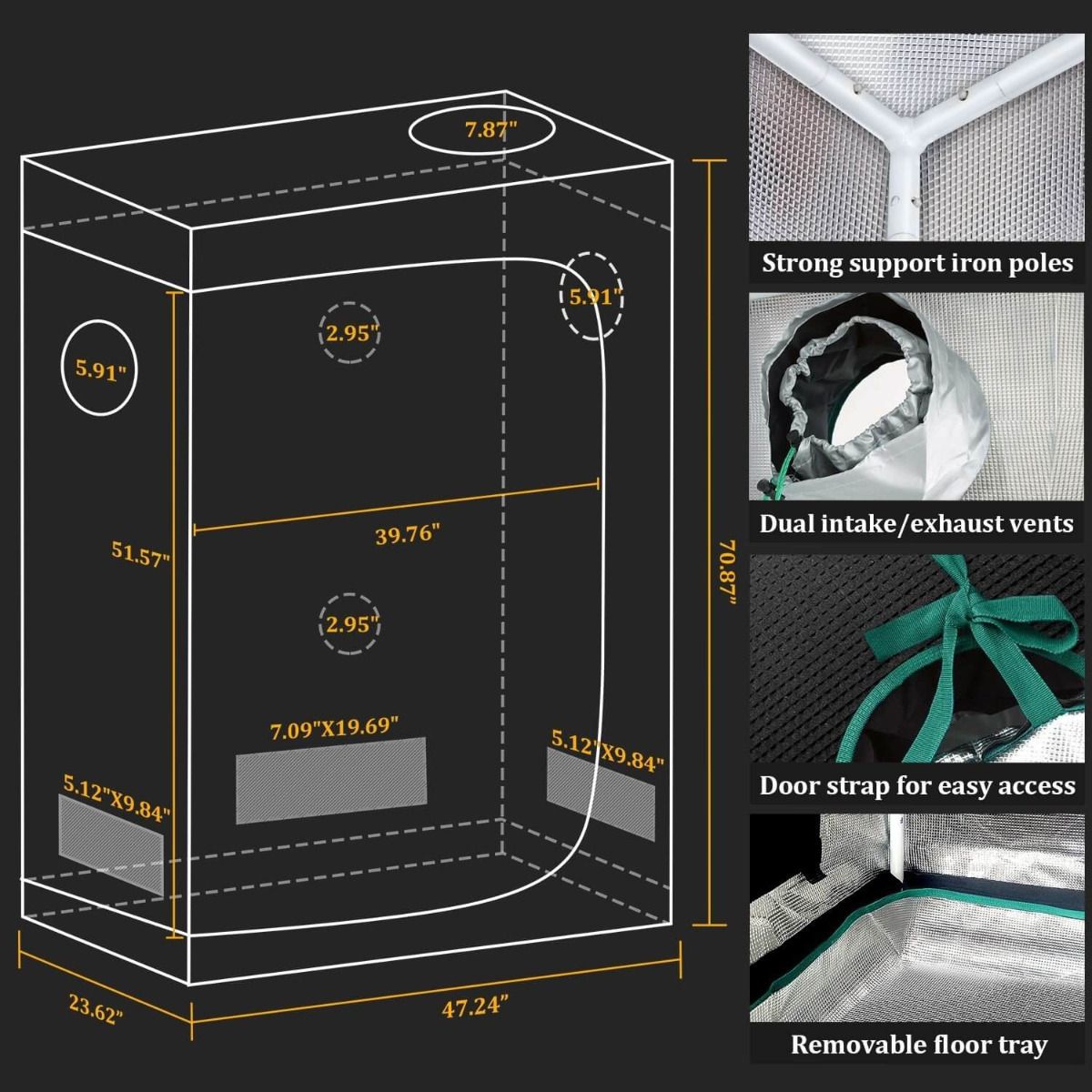 In door Grow Tent 90×90×180cm 高性能グロウボックス 水耕栽培 土耕栽培の室内栽培テント - 1