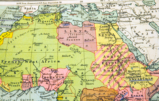Alt: An antique map of north Africa
