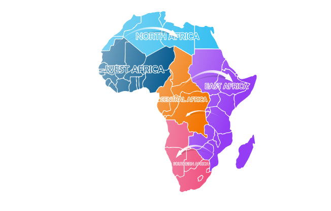 Alt: Map showing Africa's regions