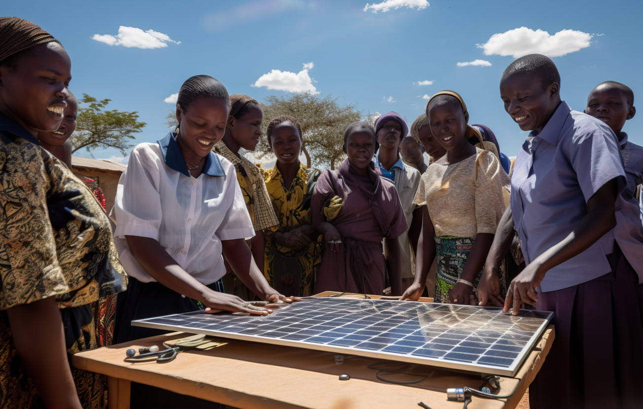 Alt: A group of children learning about Solar power