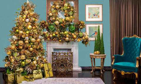 Christmas garland on the mantel