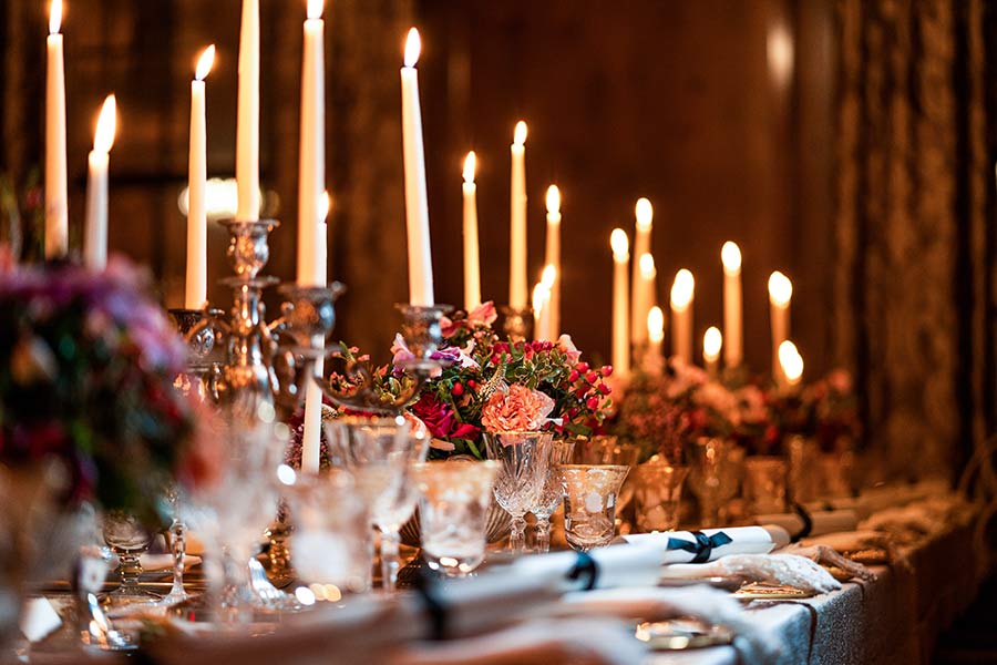 Setting for elegant decorated holiday party