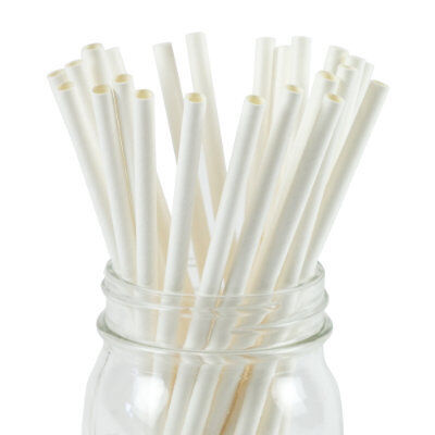 White Paper Straws Unwrapped - Bulk of 300 Biodegradable Drinking Straws  7.75