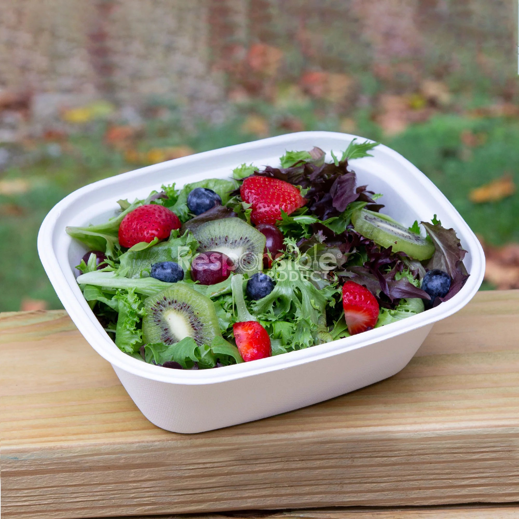 Eco-Products EP-SBS64 64 oz. Clear Compostable Plastic Salad Bowl with Lid  - 150/Case
