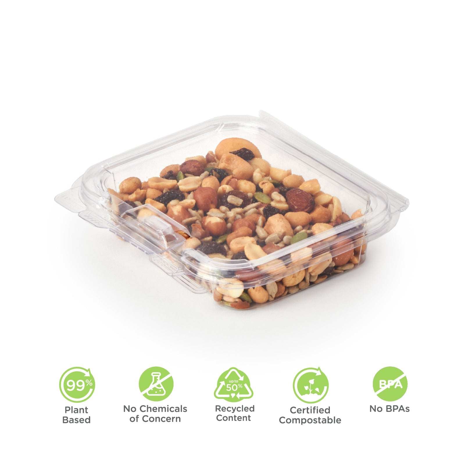 to Go Containers, 65 Pack 7.8 Inch BPA Free Biodegradable Reusable Black  Clamshe