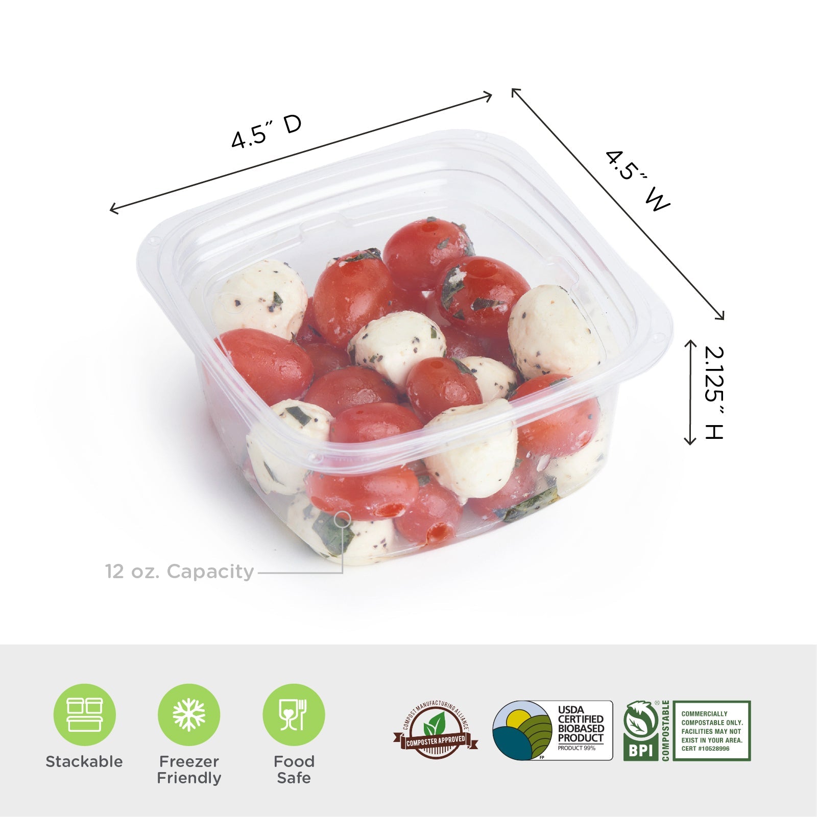 Custom Printed 32 oz Compostable PLA Deli Containers