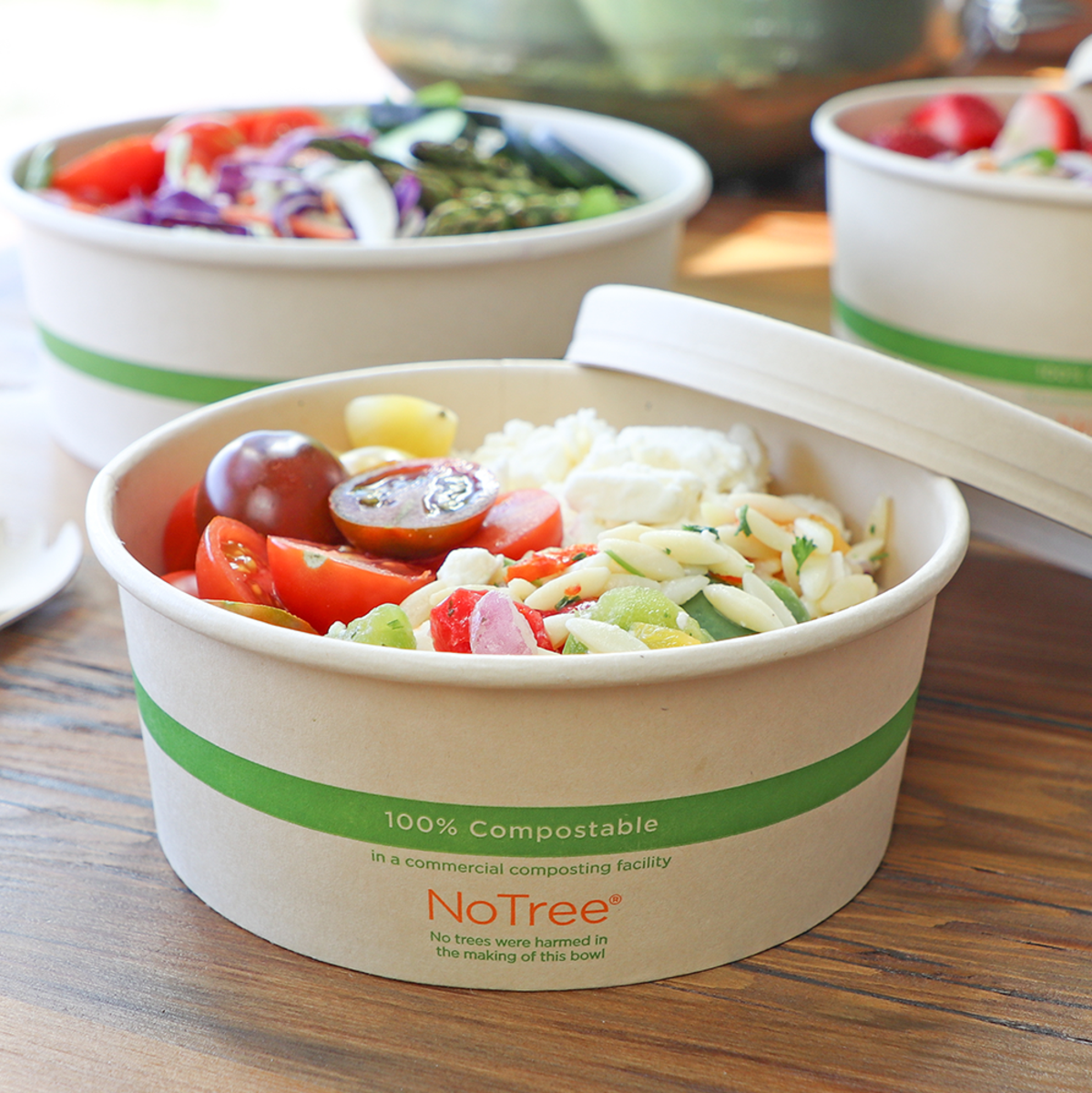 PE Lined Disposable 850ml Kraft Paper Salad Bowl Compostable To Go