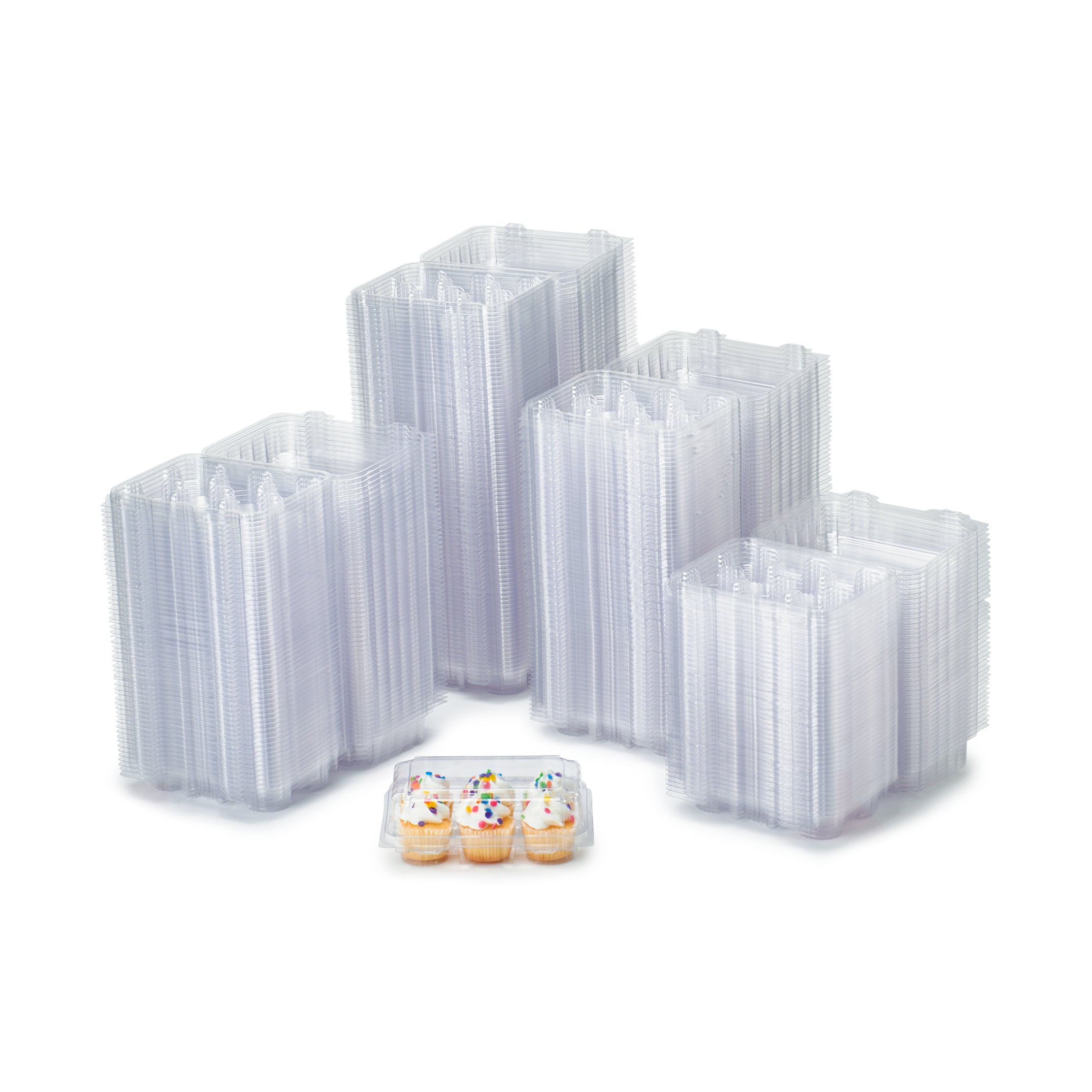 6 Cupcake & Muffin Container | Bioplastic Box for 6 Count 2.75 Cupcakes Items / Case: 300 / Crystal Clear Made by Good Natured Products Inc.