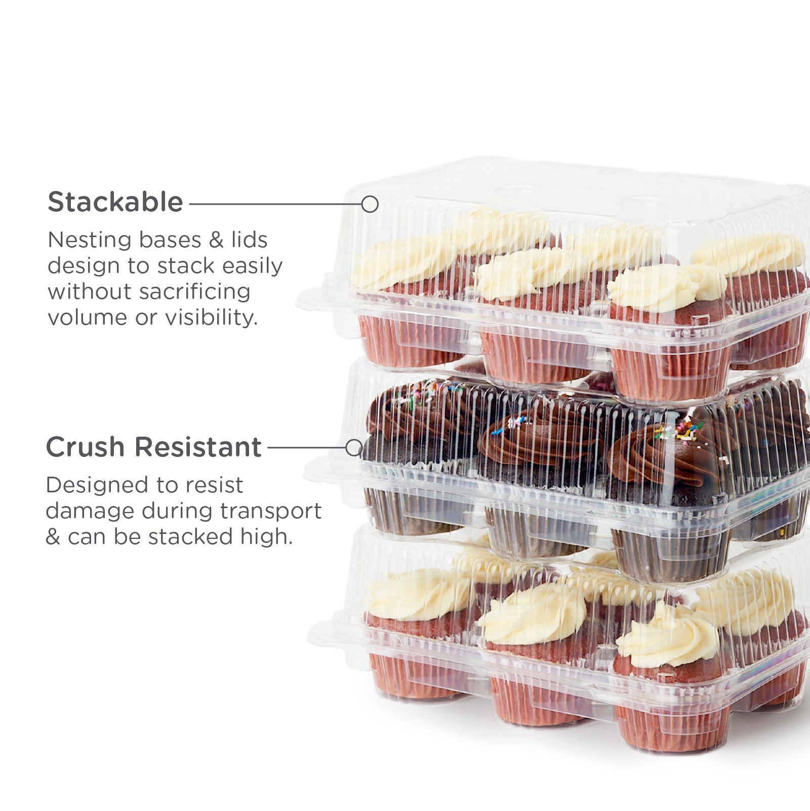 2.25 Mini Cupcake & Muffin  Clear Compostable 6 Pack Container