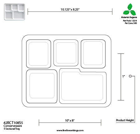 Fiber Lunch Tray (5 Compartment) 500 per case – Green Safe Products