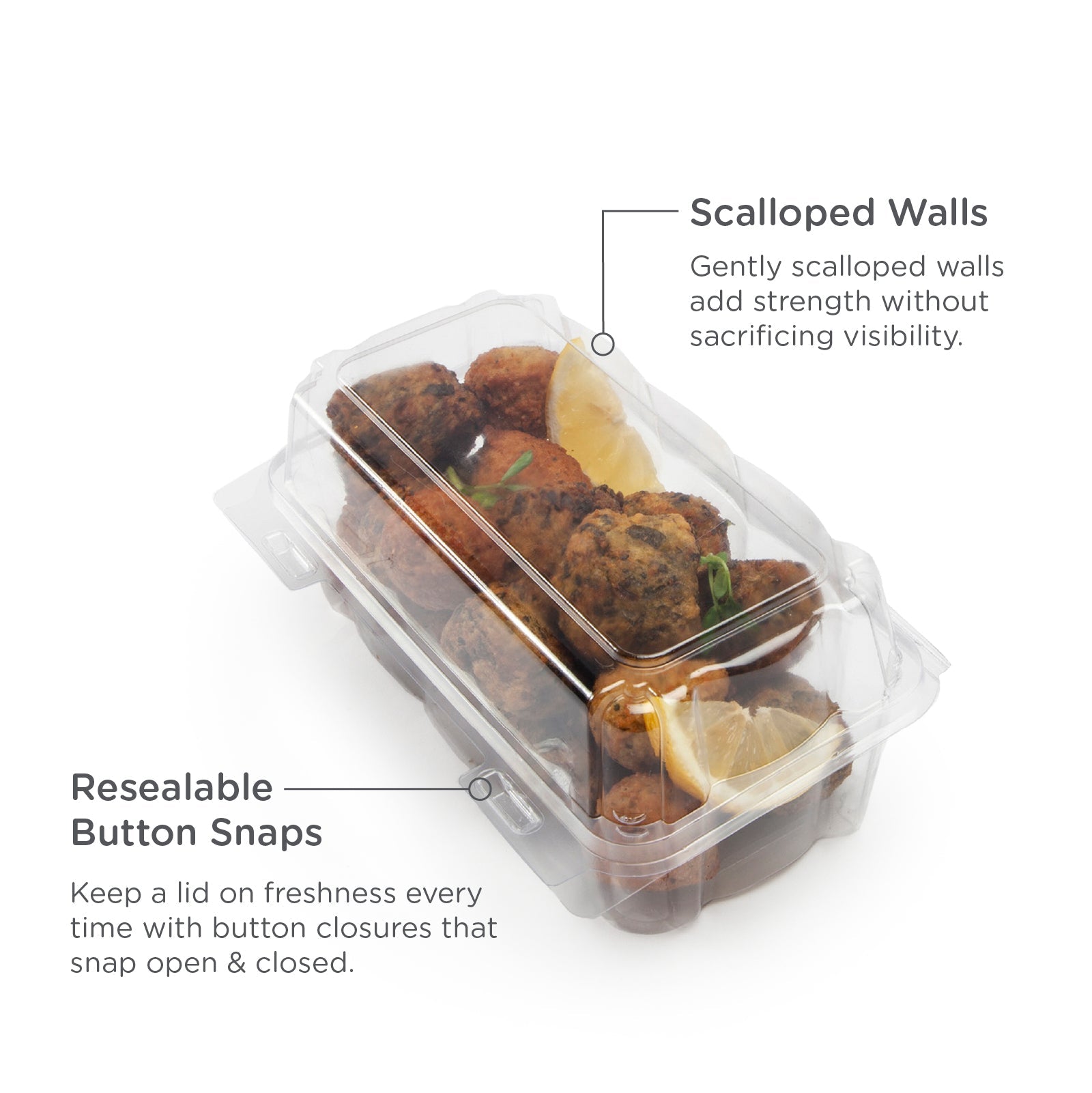 Compostable Hinged Clamshell 9x6 Food Take Out Box, Disposable