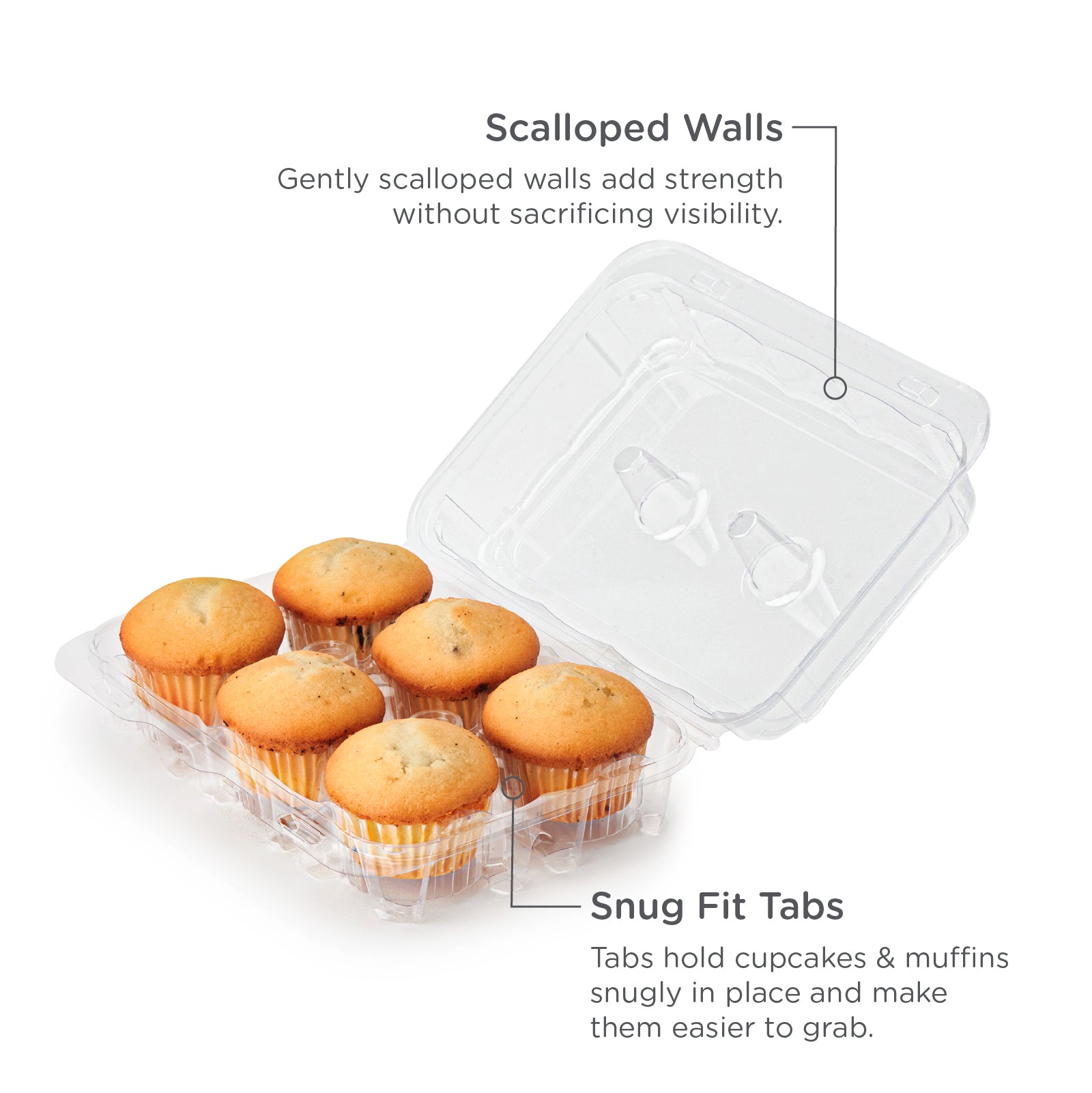 Inline Plastics SLP46 6-Count Small Muffin Plastic Hinged