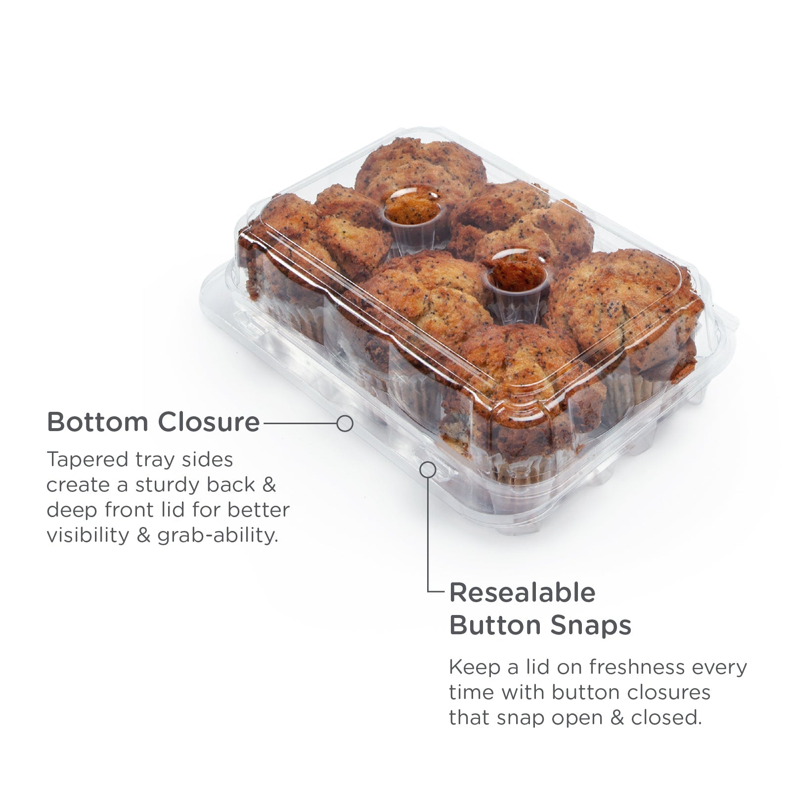 6 Cupcake & Muffin Container | Bioplastic Box for 6 Count 2.75 Cupcakes Items / Case: 300 / Crystal Clear Made by Good Natured Products Inc.