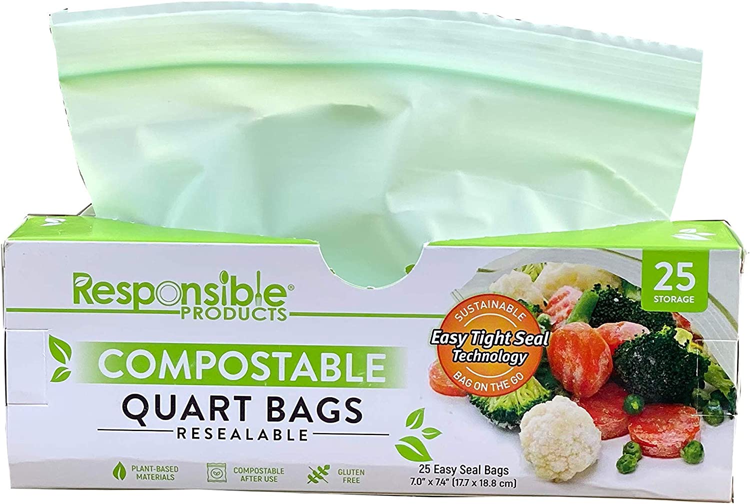 Medium Sandwich Resealable Zip Compostable Food Storage Bags (6.7 inch x 6.8 inch) Bundle Pack, Men's, Size: 6.7 x 6.8