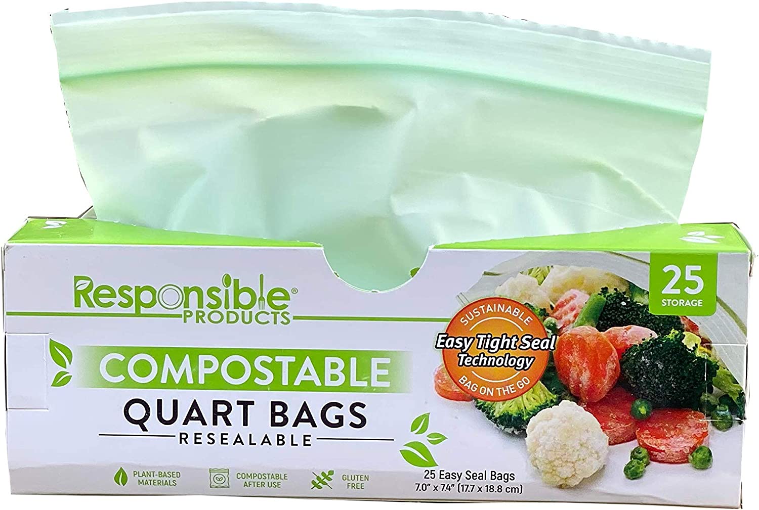 Eco-Friendly Resealable Compostable Food Storage Bags (Medium)