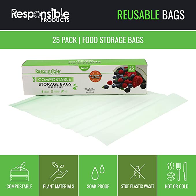 Medium Sandwich Resealable Zip Compostable Food Storage Bags (6.7 inch x 6.8 inch) Bundle Pack, Men's, Size: 6.7 x 6.8