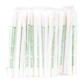7.75 Home Compostable PHA Straw, White, Giant